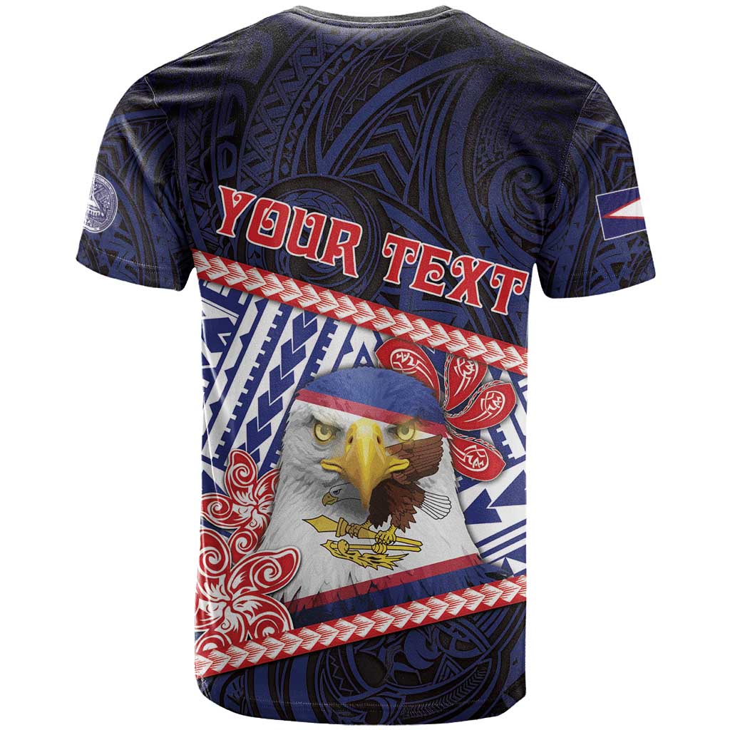 Personalized American Samoa T Shirt Bald Eagle With Polynesian Pattern - Polynesian Pride