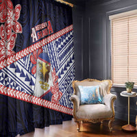 American Samoa Window Curtain Bald Eagle With Polynesian Pattern - Polynesian Pride