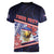Personalized American Samoa Women V-Neck T-Shirt Bald Eagle With Polynesian Pattern - Polynesian Pride