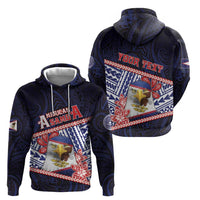 Personalized American Samoa Zip Hoodie Bald Eagle With Polynesian Pattern - Polynesian Pride