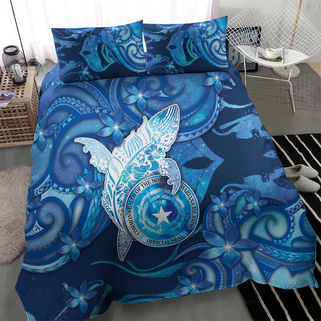 Northern Mariana Islands Bedding Set Galaxy Polynesian Shark Tattoo - Polynesian Pride