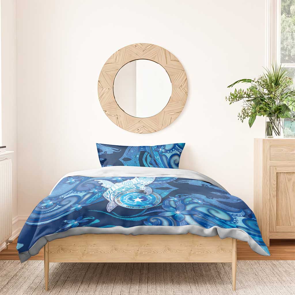 Northern Mariana Islands Bedding Set Galaxy Polynesian Shark Tattoo - Polynesian Pride