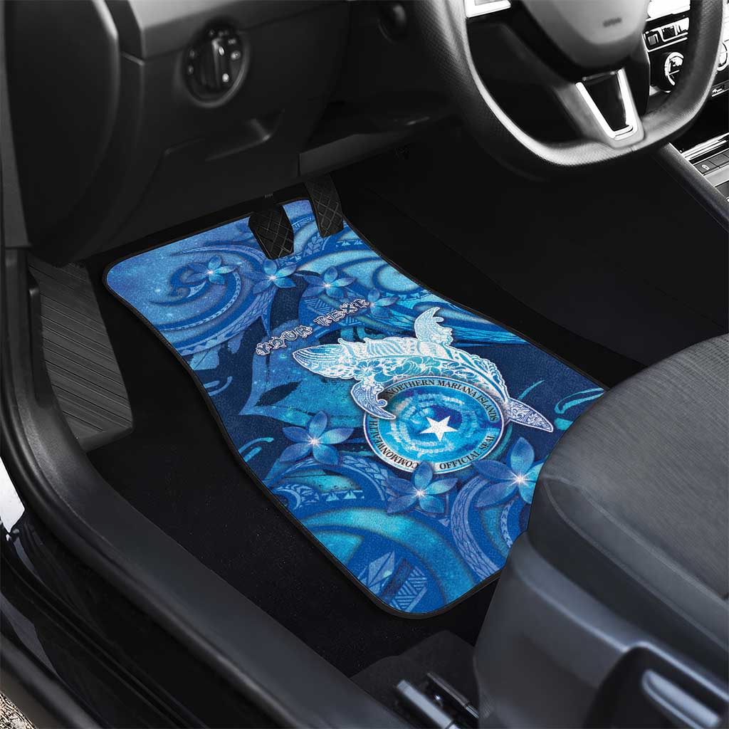 Northern Mariana Islands Car Mats Galaxy Polynesian Shark Tattoo - Polynesian Pride