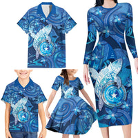 Personalised Northern Mariana Islands Family Matching Long Sleeve Bodycon Dress and Hawaiian Shirt Galaxy Polynesian Shark Tattoo DT05 - Polynesian Pride