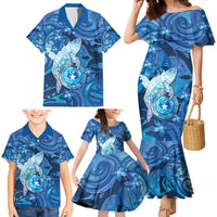 Personalised Northern Mariana Islands Family Matching Mermaid Dress and Hawaiian Shirt Galaxy Polynesian Shark Tattoo DT05 - Polynesian Pride