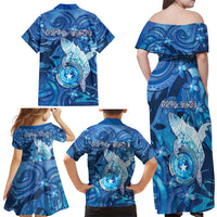 Personalised Northern Mariana Islands Family Matching Off Shoulder Maxi Dress and Hawaiian Shirt Galaxy Polynesian Shark Tattoo DT05 - Polynesian Pride