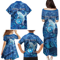 Personalised Northern Mariana Islands Family Matching Puletasi and Hawaiian Shirt Galaxy Polynesian Shark Tattoo DT05 - Polynesian Pride