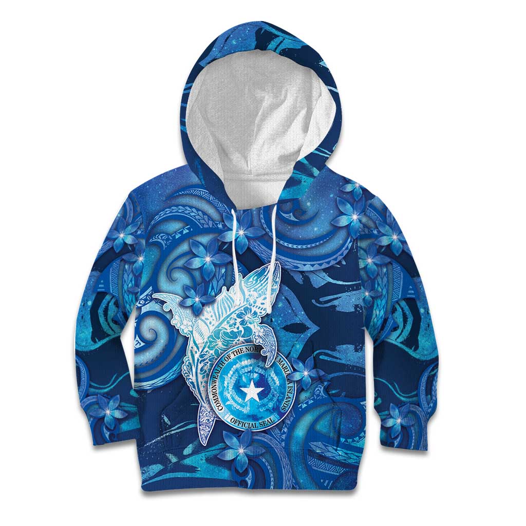 Personalised Northern Mariana Islands Kid Hoodie Galaxy Polynesian Shark Tattoo - Polynesian Pride
