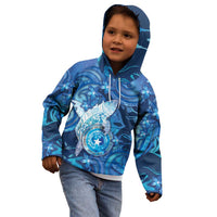 Personalised Northern Mariana Islands Kid Hoodie Galaxy Polynesian Shark Tattoo - Polynesian Pride