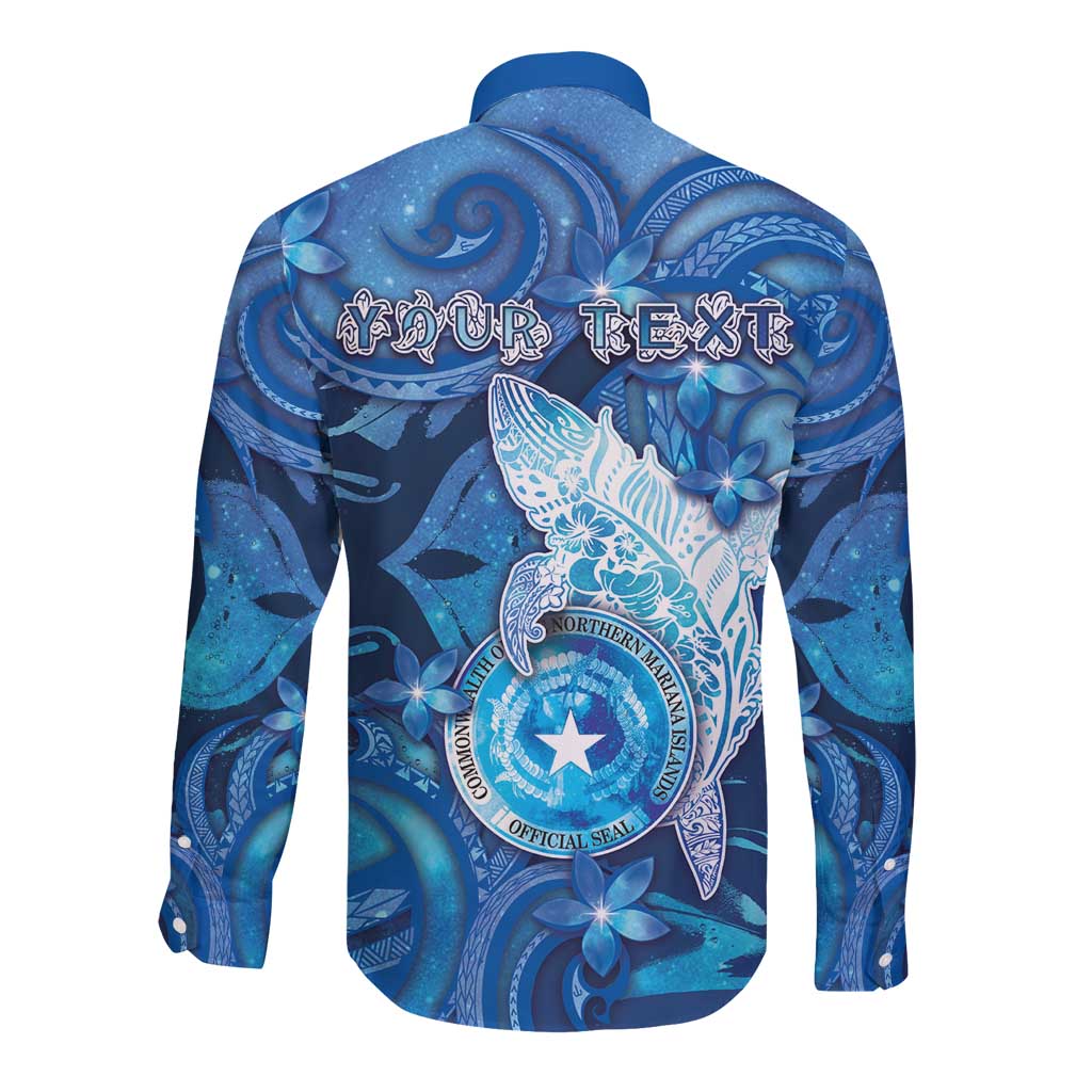 Personalised Northern Mariana Islands Long Sleeve Button Shirt Galaxy Polynesian Shark Tattoo DT05 - Polynesian Pride