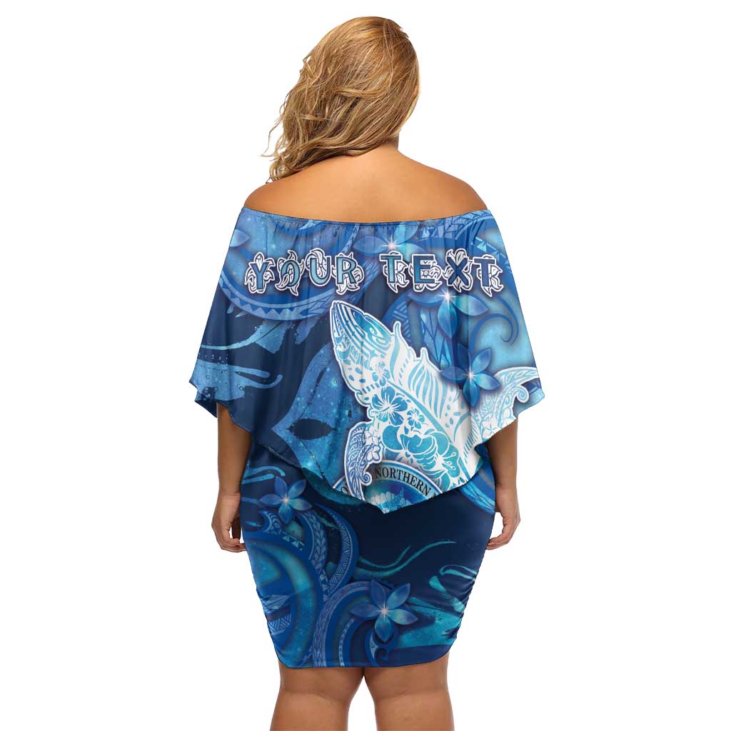 Personalised Northern Mariana Islands Off Shoulder Short Dress Galaxy Polynesian Shark Tattoo DT05 - Polynesian Pride