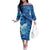 Personalised Northern Mariana Islands Off The Shoulder Long Sleeve Dress Galaxy Polynesian Shark Tattoo - Polynesian Pride