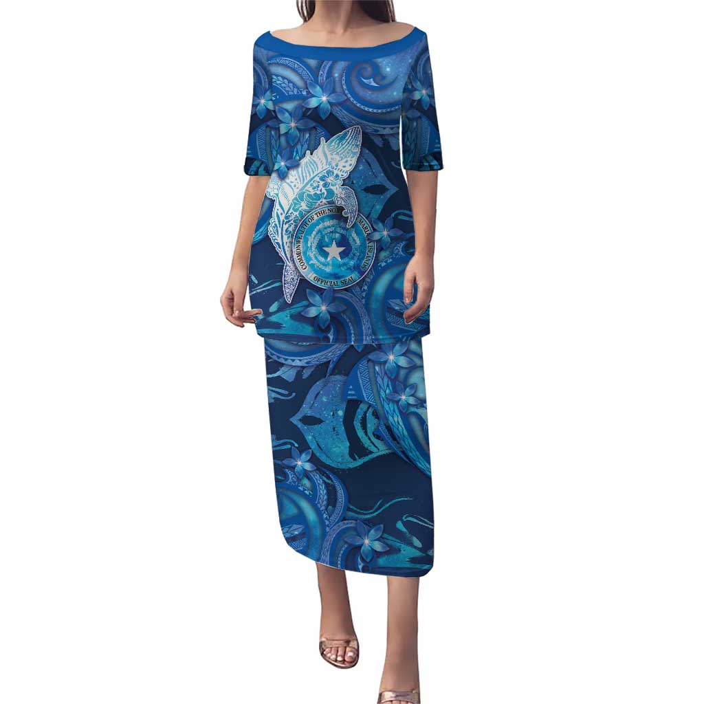 Personalised Northern Mariana Islands Puletasi Galaxy Polynesian Shark Tattoo - Polynesian Pride