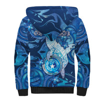 Personalised Northern Mariana Islands Sherpa Hoodie Galaxy Polynesian Shark Tattoo - Polynesian Pride