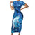 Personalised Northern Mariana Islands Short Sleeve Bodycon Dress Galaxy Polynesian Shark Tattoo - Polynesian Pride