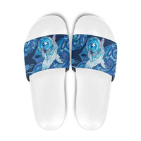 Northern Mariana Islands Slide Sandals Galaxy Polynesian Shark Tattoo - Polynesian Pride