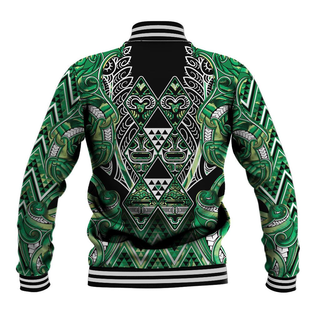 Aotearoa Whakatohea Baseball Jacket Maori Tribal Green Abalone Paua Shell Pattern DT05 - Polynesian Pride