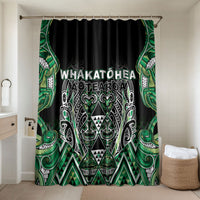 Aotearoa Whakatohea Bathroom Set Maori Tribal Green Abalone Paua Shell Pattern DT05 Shower Curtain Only Green - Polynesian Pride