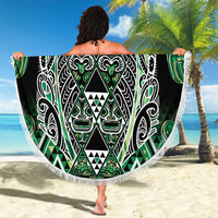 Aotearoa Whakatohea Beach Blanket Maori Tribal Green Abalone Paua Shell Pattern DT05 - Polynesian Pride