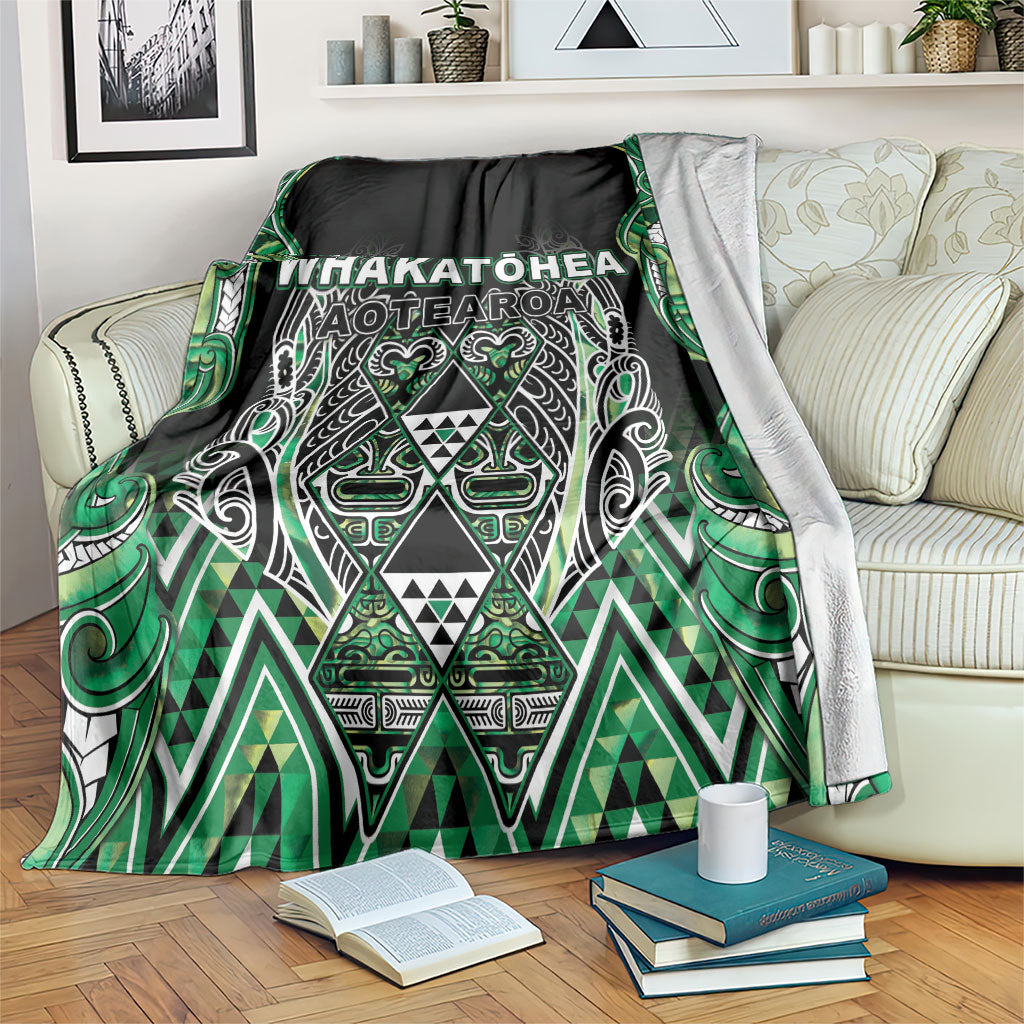 Aotearoa Whakatohea Blanket Maori Tribal Green Abalone Paua Shell Pattern