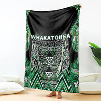 Aotearoa Whakatohea Blanket Maori Tribal Green Abalone Paua Shell Pattern DT05 - Polynesian Pride