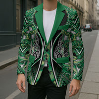 Aotearoa Whakatohea Blazer Maori Tribal Green Abalone Paua Shell Pattern DT05 - Polynesian Pride