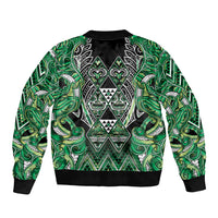 Aotearoa Whakatohea Bomber Jacket Maori Tribal Green Abalone Paua Shell Pattern DT05 - Polynesian Pride