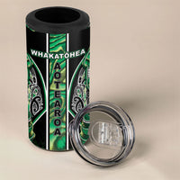 Aotearoa Whakatohea 4 in 1 Can Cooler Tumbler Maori Tribal Green Abalone Paua Shell Pattern DT05 - Polynesian Pride
