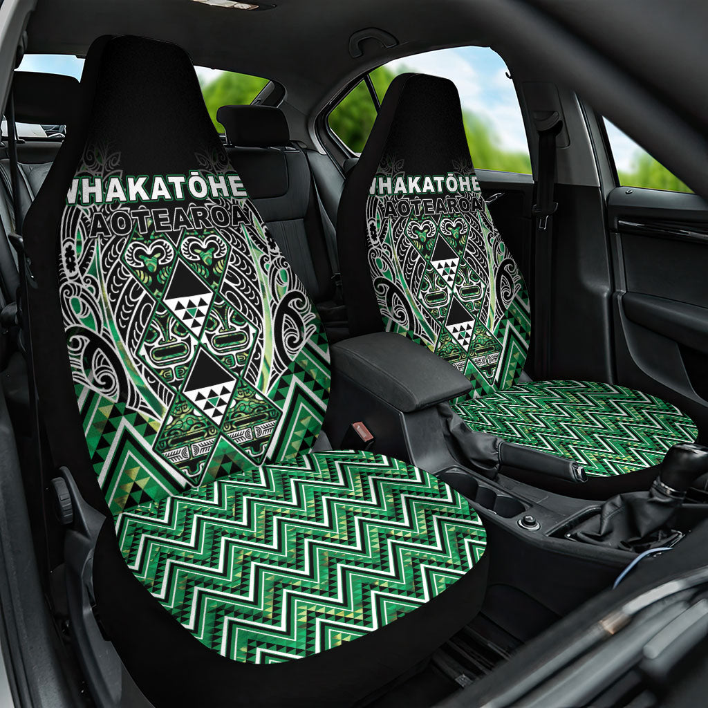 Aotearoa Whakatohea Car Seat Cover Maori Tribal Green Abalone Paua Shell Pattern
