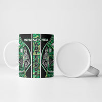 Aotearoa Whakatohea Ceramic Mug Maori Tribal Green Abalone Paua Shell Pattern DT05 - Polynesian Pride