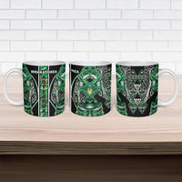 Aotearoa Whakatohea Ceramic Mug Maori Tribal Green Abalone Paua Shell Pattern DT05 - Polynesian Pride