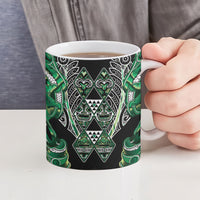 Aotearoa Whakatohea Ceramic Mug Maori Tribal Green Abalone Paua Shell Pattern DT05 - Polynesian Pride