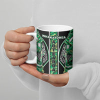 Aotearoa Whakatohea Ceramic Mug Maori Tribal Green Abalone Paua Shell Pattern DT05 - Polynesian Pride