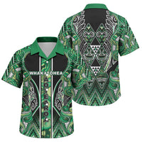 Aotearoa Whakatohea Family Matching Off The Shoulder Long Sleeve Dress and Hawaiian Shirt Maori Tribal Green Abalone Paua Shell Pattern DT05 Son's Shirt Green - Polynesian Pride