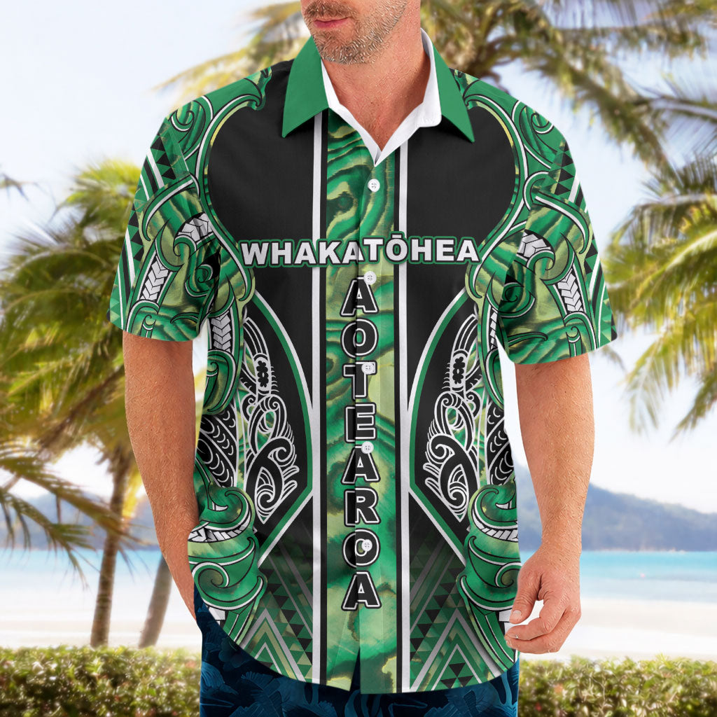 Aotearoa Whakatohea Hawaiian Shirt Maori Tribal Green Abalone Paua Shell Pattern DT05 - Polynesian Pride