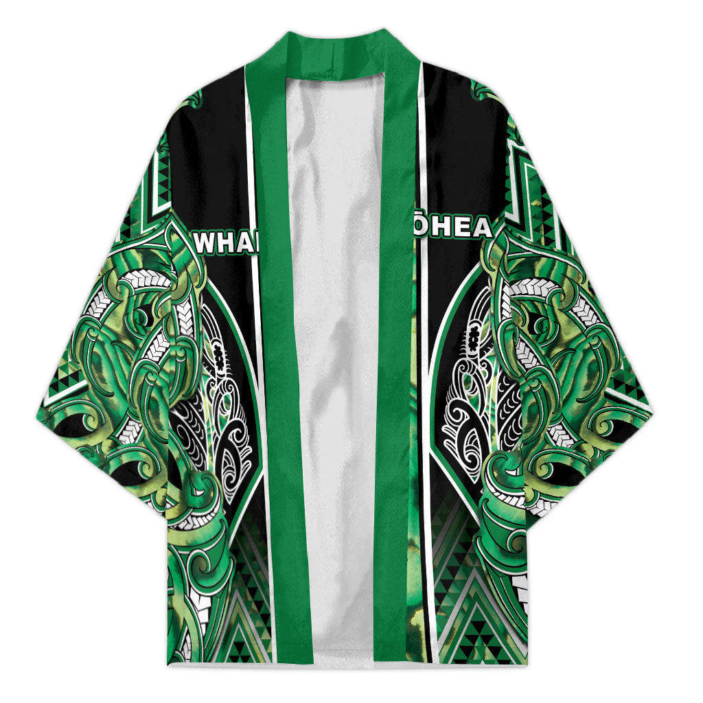 Aotearoa Whakatohea Kimono Maori Tribal Green Abalone Paua Shell Pattern