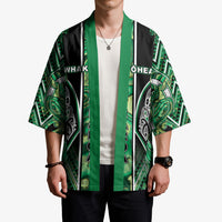Aotearoa Whakatohea Kimono Maori Tribal Green Abalone Paua Shell Pattern DT05 - Polynesian Pride