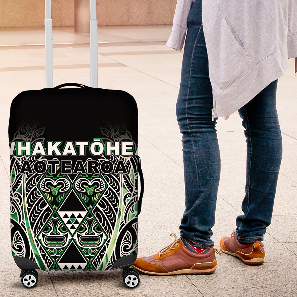 Aotearoa Whakatohea Luggage Cover Maori Tribal Green Abalone Paua Shell Pattern