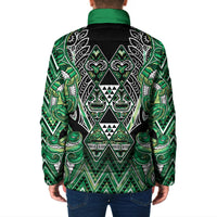 Aotearoa Whakatohea Padded Jacket Maori Tribal Green Abalone Paua Shell Pattern DT05 - Polynesian Pride