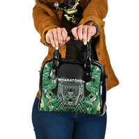 Aotearoa Whakatohea Shoulder Handbag Maori Tribal Green Abalone Paua Shell Pattern DT05 One Size Green - Polynesian Pride