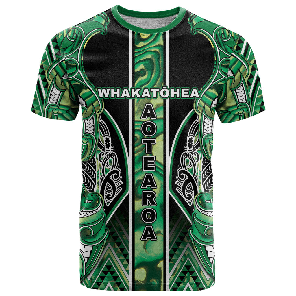 Aotearoa Whakatohea T Shirt Maori Tribal Green Abalone Paua Shell Pattern DT05 Green - Polynesian Pride