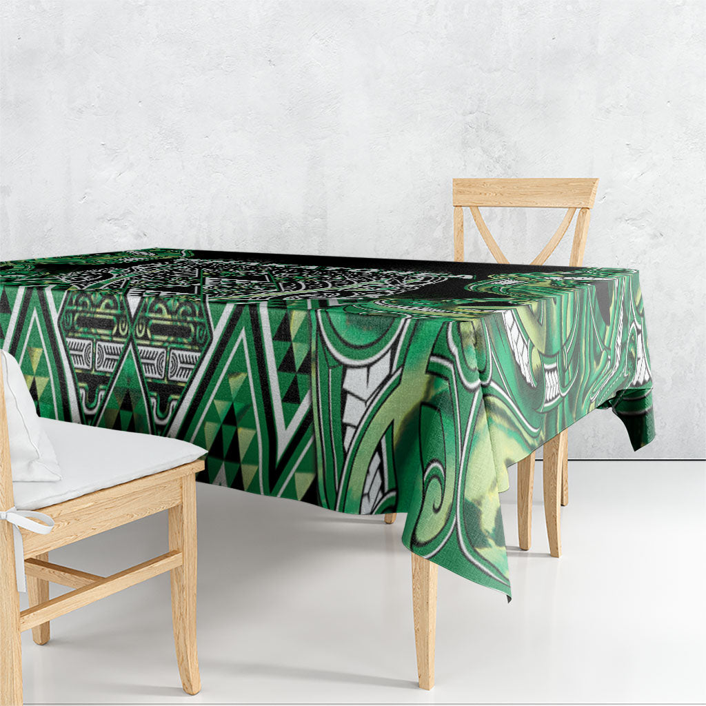 Aotearoa Whakatohea Tablecloth Maori Tribal Green Abalone Paua Shell Pattern DT05 - Polynesian Pride