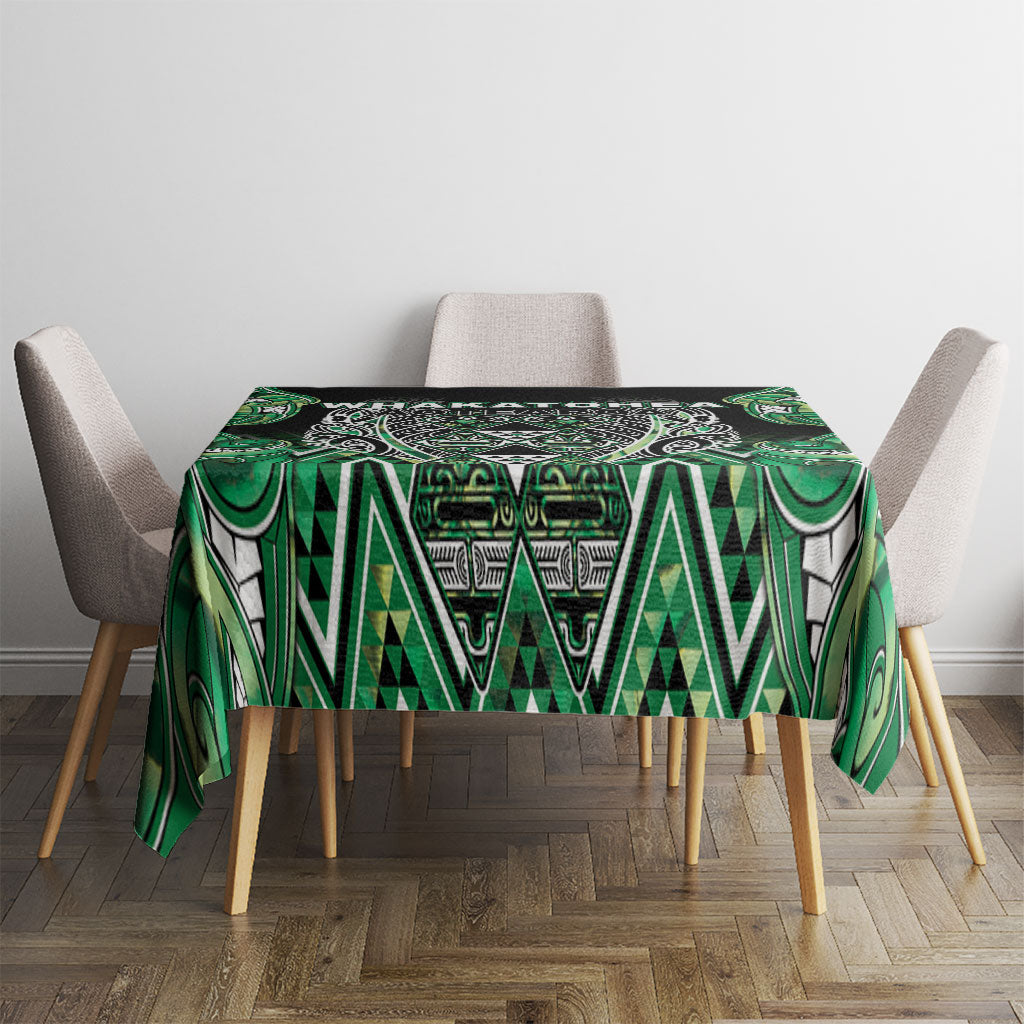 Aotearoa Whakatohea Tablecloth Maori Tribal Green Abalone Paua Shell Pattern DT05 - Polynesian Pride