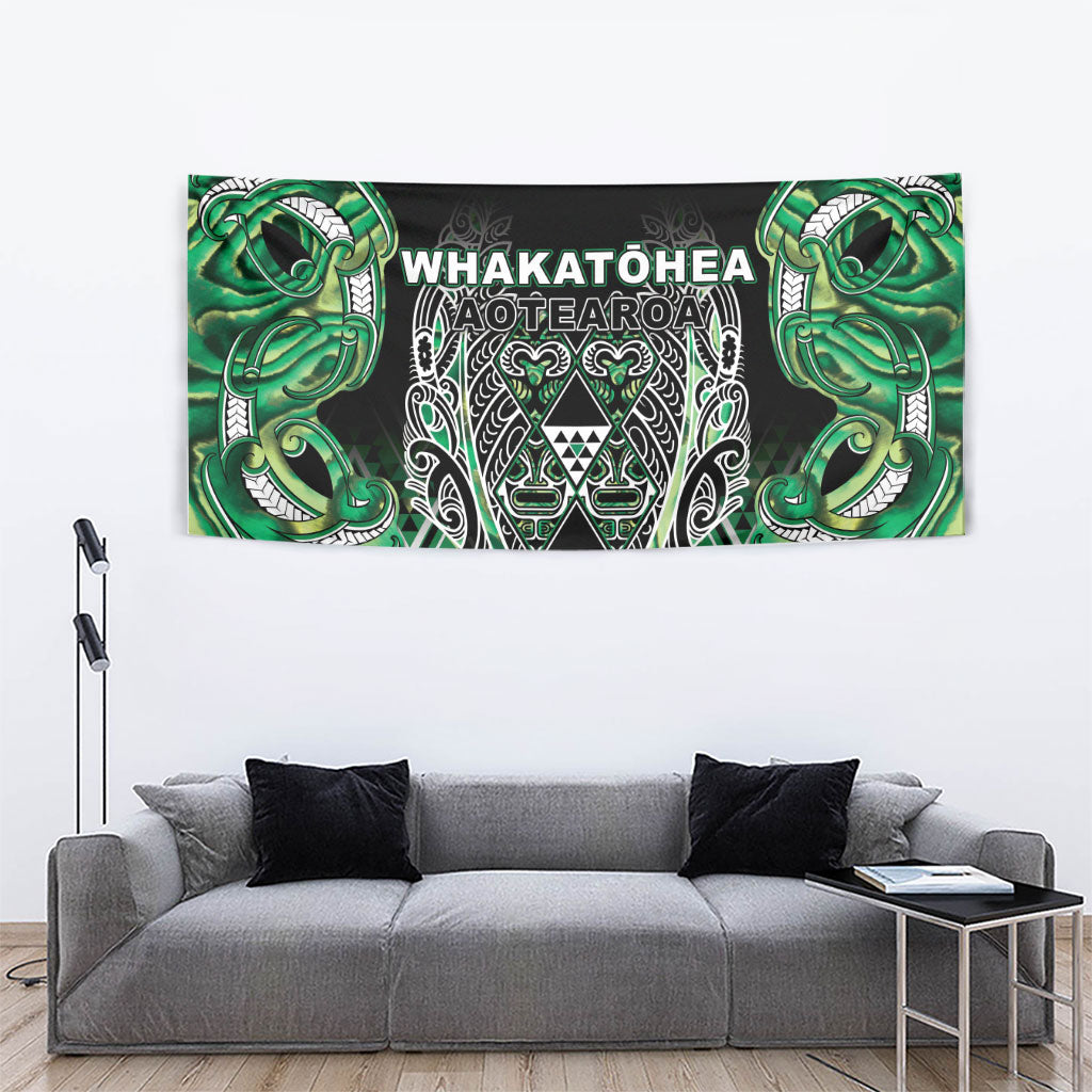 Aotearoa Whakatohea Tapestry Maori Tribal Green Abalone Paua Shell Pattern DT05 - Polynesian Pride