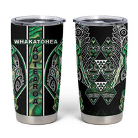 Aotearoa Whakatohea Tumbler Cup Maori Tribal Green Abalone Paua Shell Pattern DT05 Green - Polynesian Pride