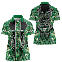 Aotearoa Whakatohea Women Polo Shirt Maori Tribal Green Abalone Paua Shell Pattern DT05 - Polynesian Pride