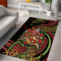 Hawaii Christmas Area Rug Aloha Santa Riding Honu DT05 - Polynesian Pride