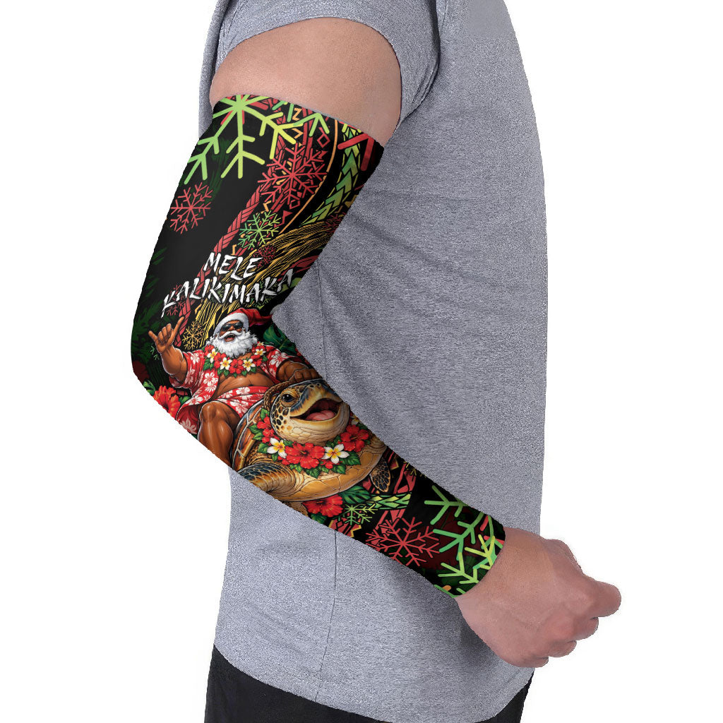 Hawaii Christmas Arm Sleeves Aloha Santa Riding Honu DT05 - Polynesian Pride