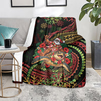 Hawaii Christmas Blanket Aloha Santa Riding Honu DT05 - Polynesian Pride