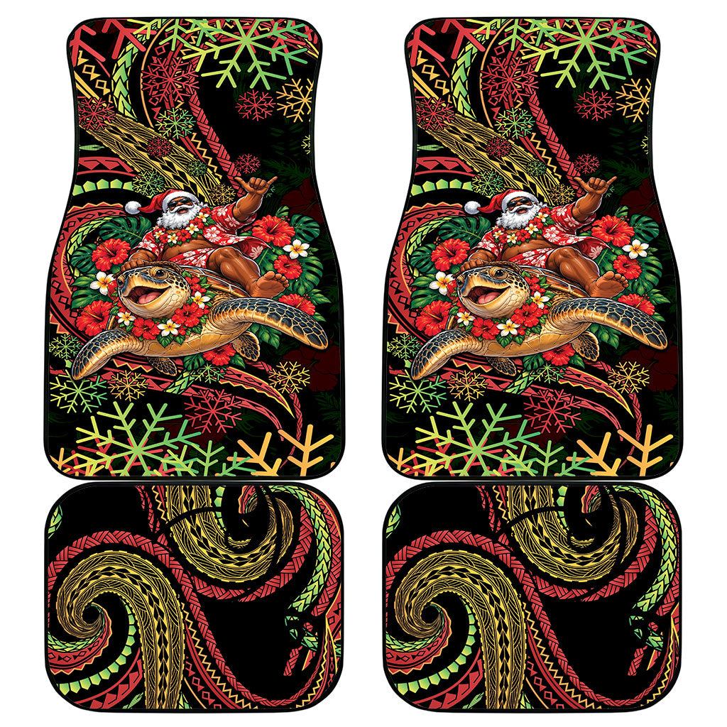 Hawaii Christmas Car Mats Aloha Santa Riding Honu DT05 - Polynesian Pride
